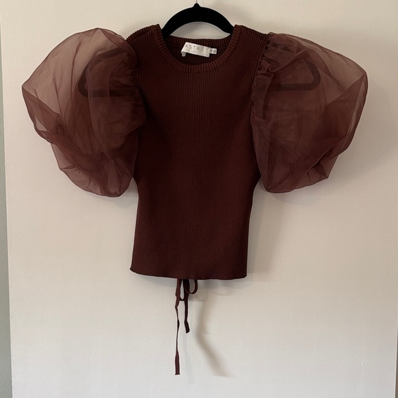 Astr Tops - Puff Sleeve Open Back Top